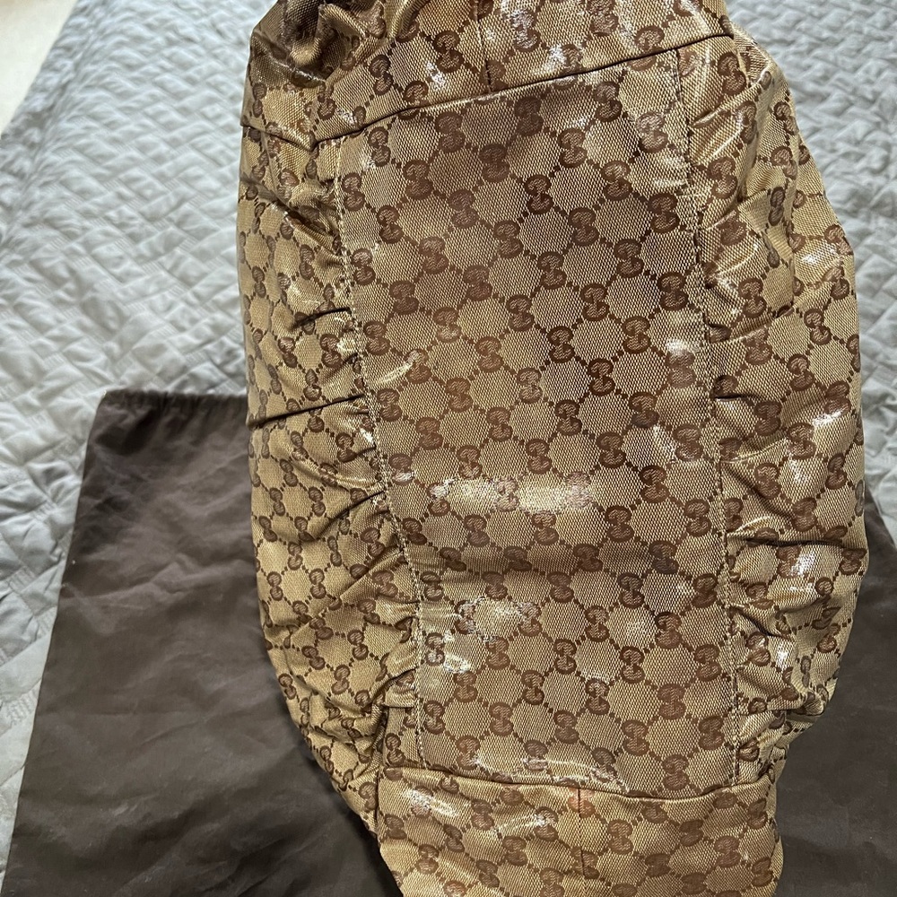 Gucci Hysteria Beige and BrownCrystal Large GG Water-resistant Shoulder Bag - Picture 15 of 16
